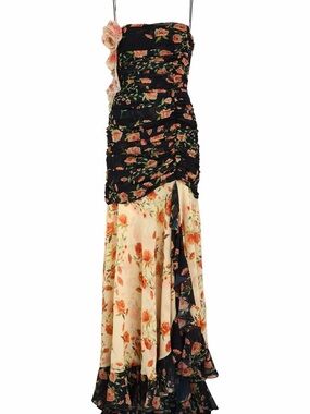 DE LA VALI | new never worn floral tiered maxi dress (sz 10)